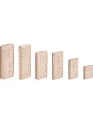 Festool DOMINO-plugg i Bok (Valfri Storlek), Höghållfasta Träbrickor för DOMINO-fräs DF 500/DF 700, Stabila och Vridningssäkra Träförbindningar, FSC™-certifierade